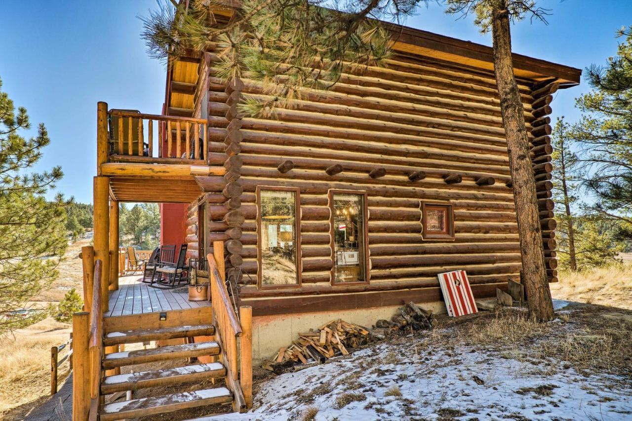 Classic Colorado Log Home With Mountain Views! Florissant エクステリア 写真